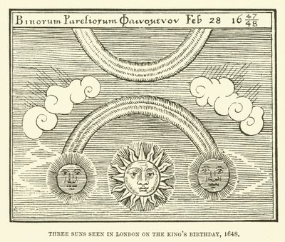 Tre soli visti a Londra nel compleanno del re, 1648 da English School